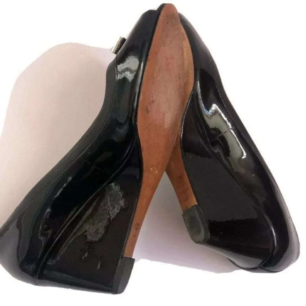 Coach Womens Shoes 81/2B Leather Black Wedge Heels